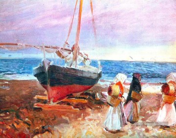 pêcheuses sur la plage valence 1903 Peinture à l'huile